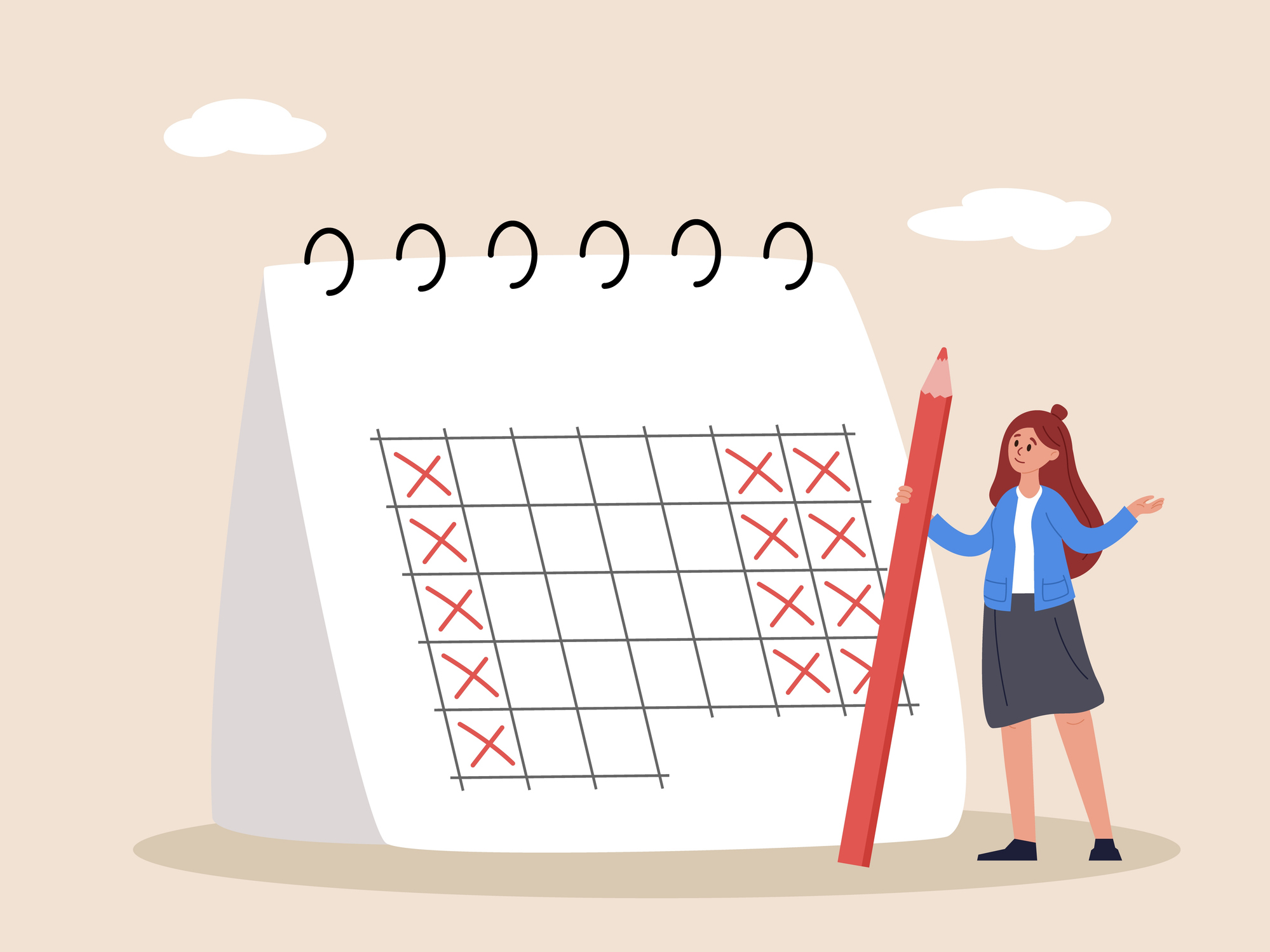 Calendar showing four-day working week