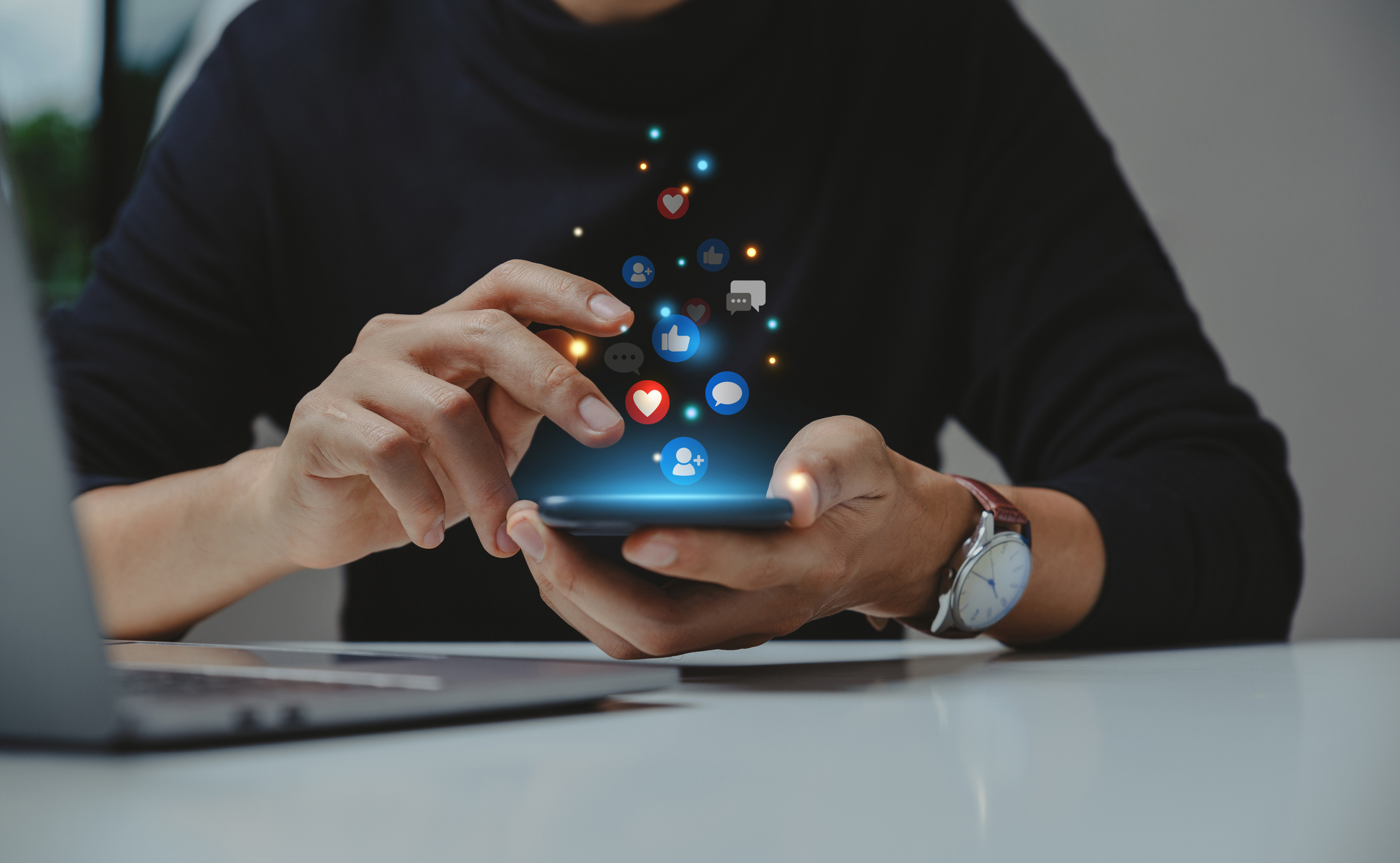 Social media likes on mobile phone