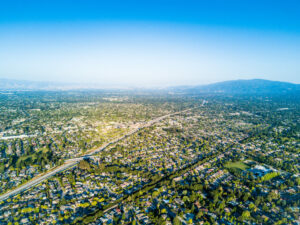Aerial photo of the Silicon Valley in California