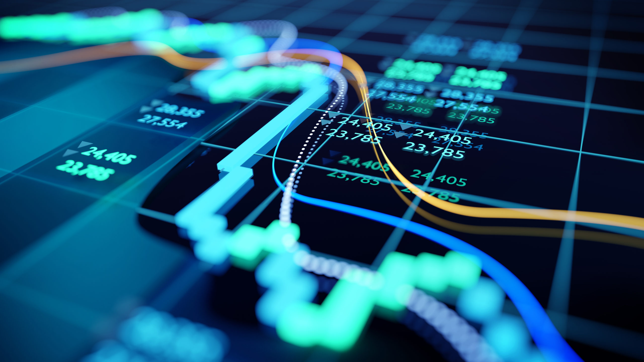Stock market tracking graph.