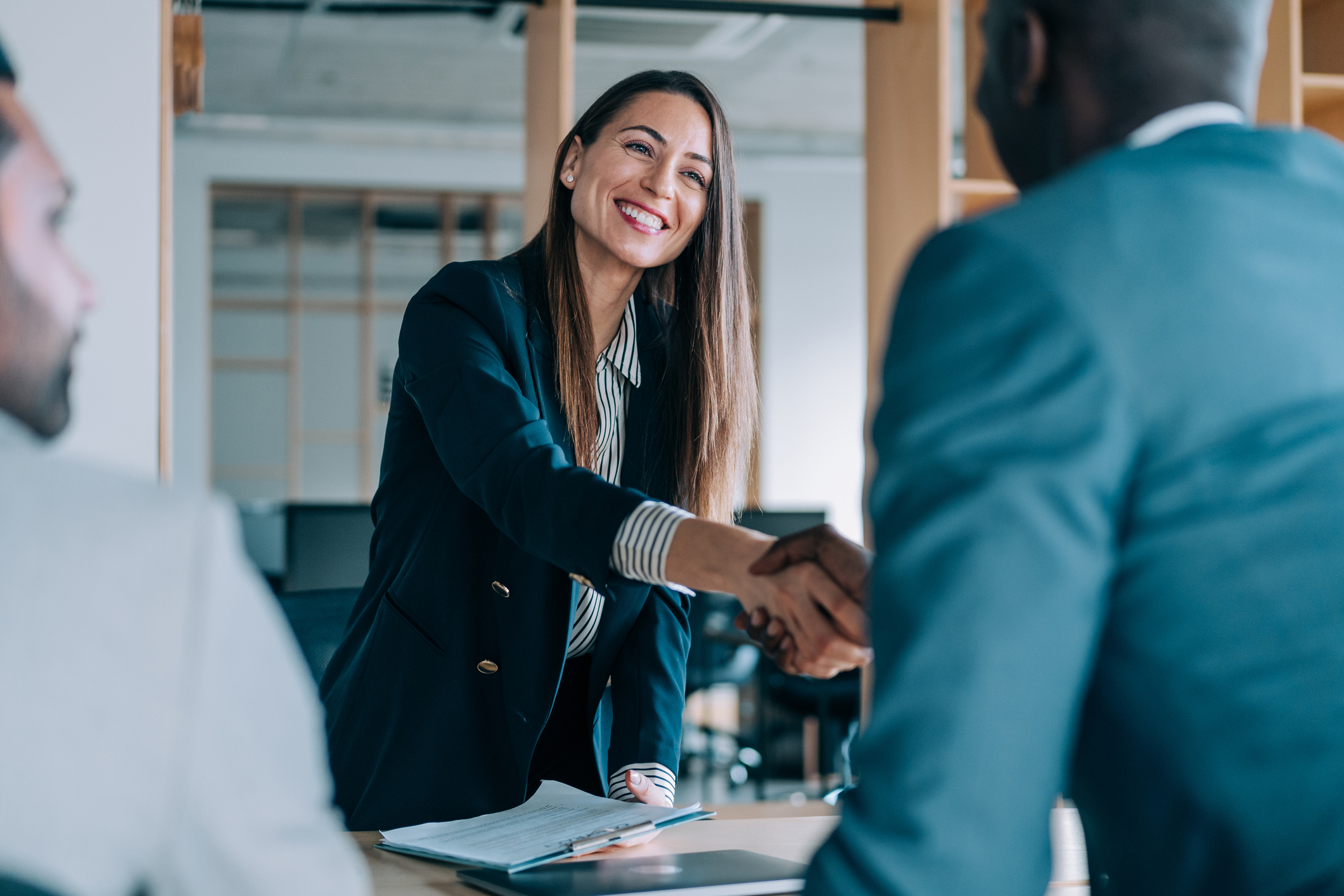 Female founder making deal