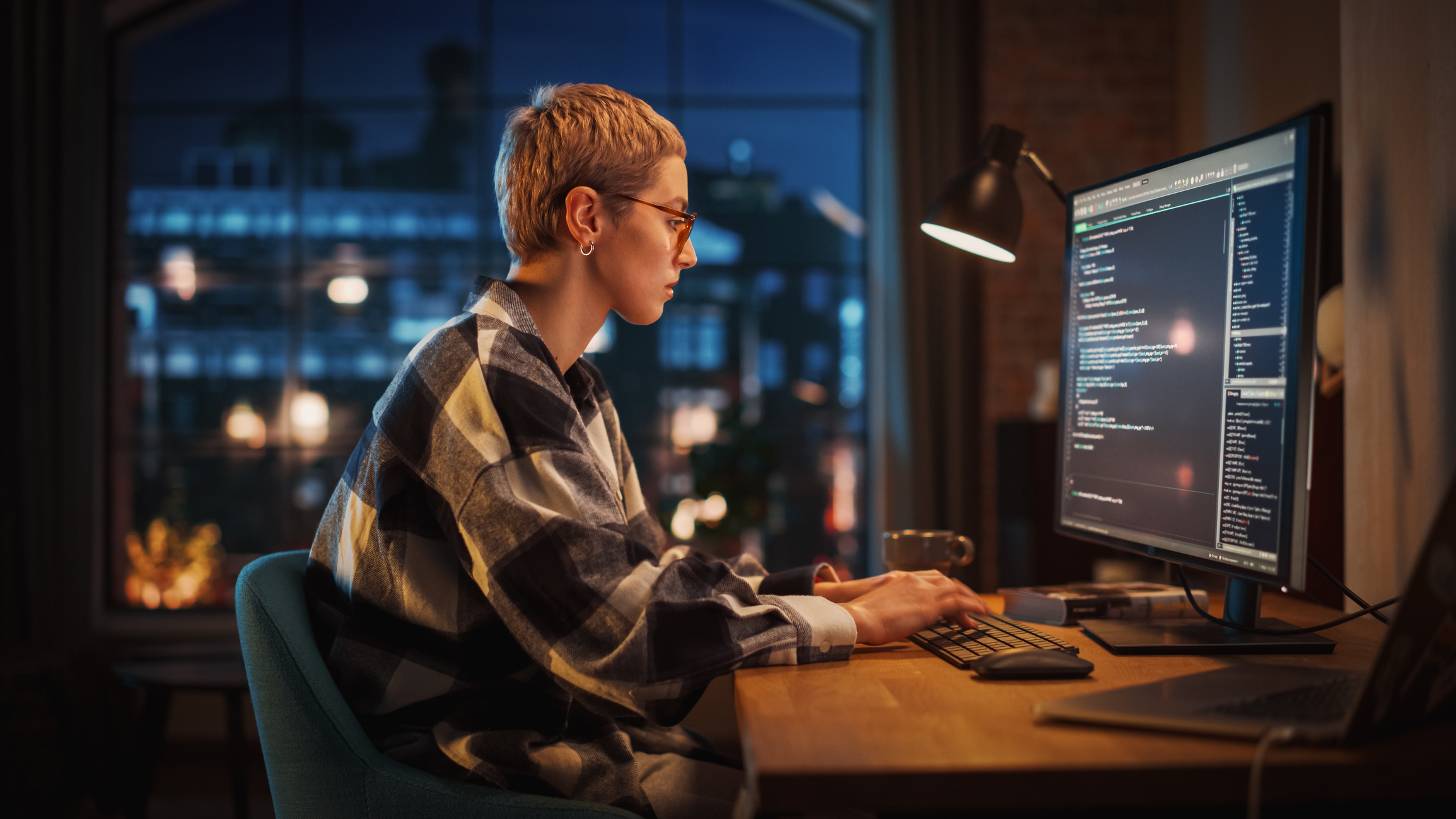 Programmer working on code