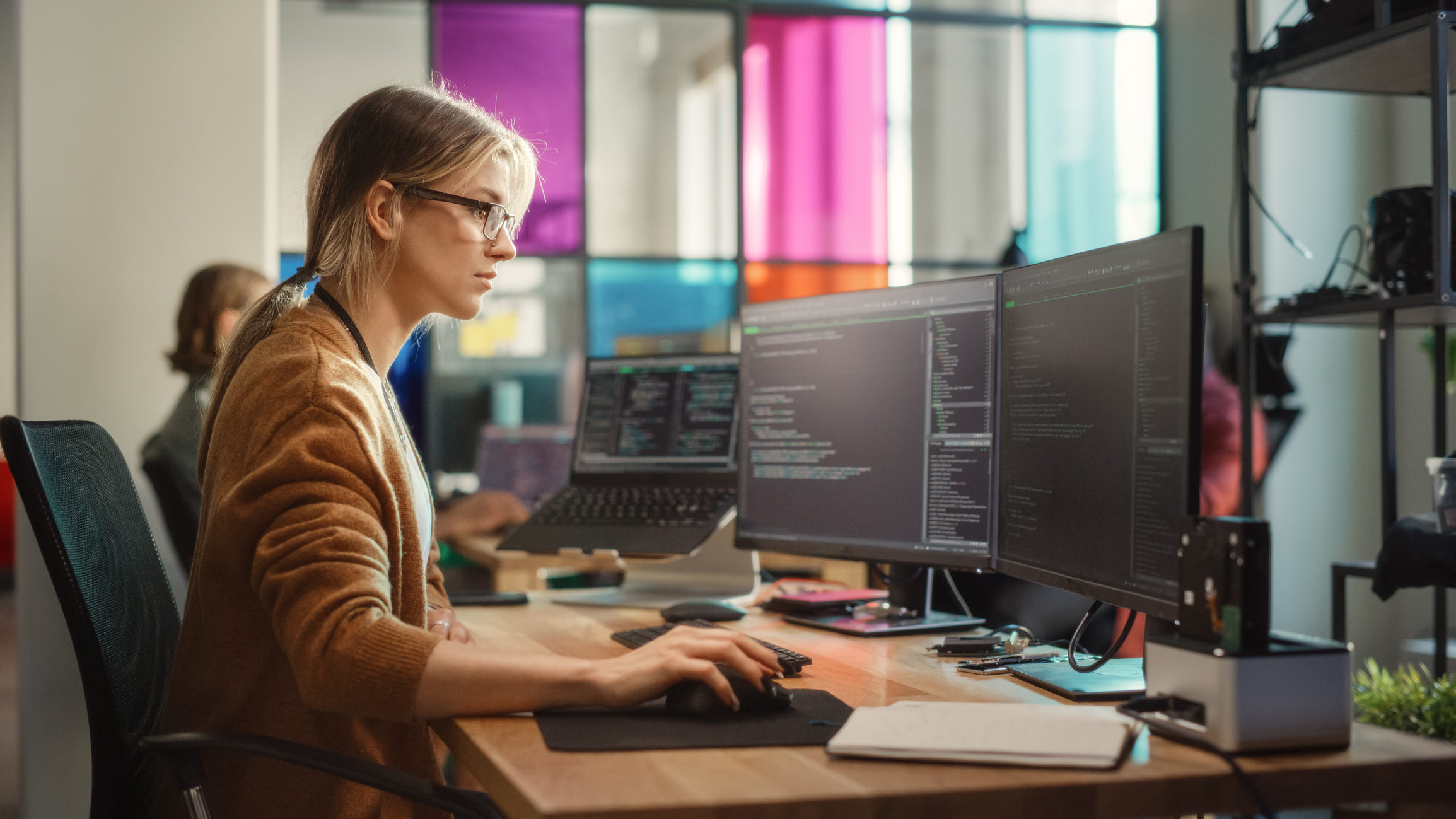 Coder in an office