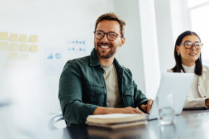 Happy employee at start-up