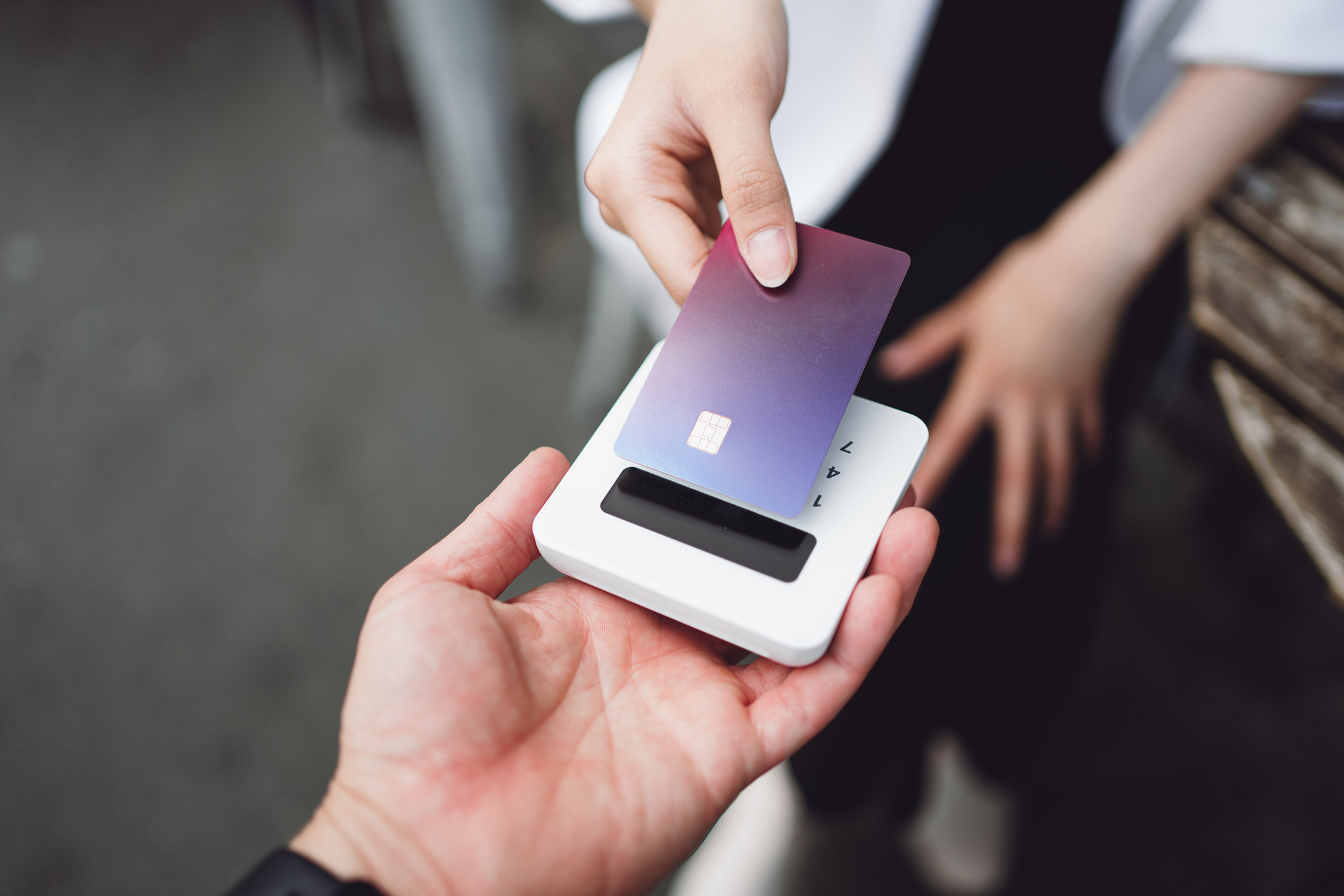 Person using card reader